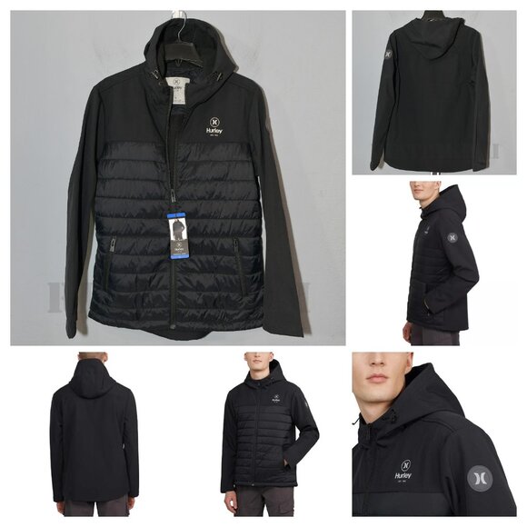Hurley‎ Men's Windbreaker Softshell Quilted Wind Resistant Fabric Jacket - Picture 1 of 9
